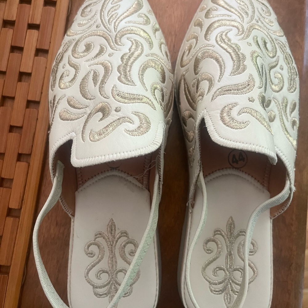 Chic Cream and Gold Women's Loafers